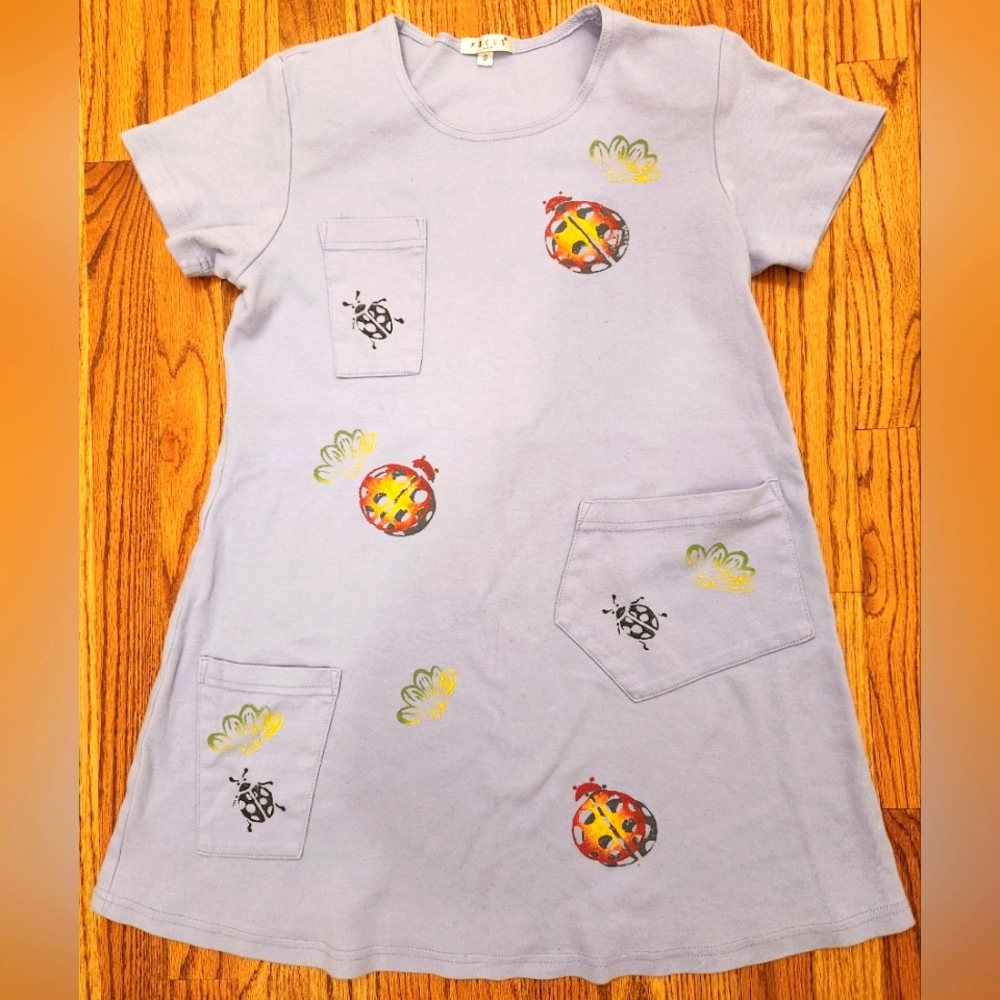 90's Shoulder Pad, Focus USA Lady Bug Summer Dress, Size: Small